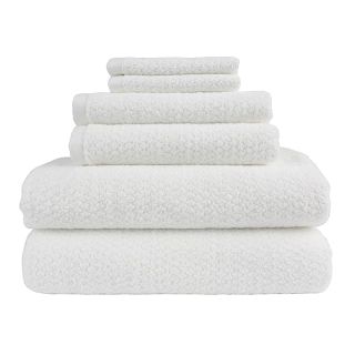 Everplush Diamond Jacquard 6 Pieces Bath Towel Set, White