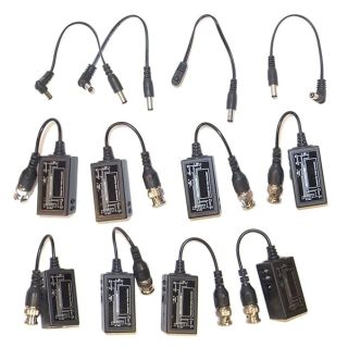 Evertech 4 Pairs (8 pcs) Passive Video Balun with Power BNC to RJ45 Converter Cable Video Audio Power Transmitter via Cat5e/Cat6 for CCTV Surveillance