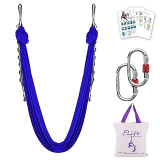 F.Life Aerial Yoga Hammock 5.5 Yards Include Daisy Chain,Carabiner and Pose Guide (Royal Blue)