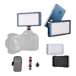 FalconEyes F7 12W RGB LED Mini Pocket On Camera Light with Honeycomb Grid and Softbox, Preset 18 Special-Effect Scenario Mode, Magnet Adsorbing Funtion