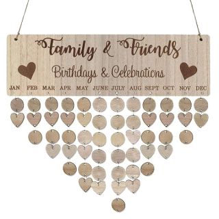 Famliy and Friends Birthdays and Celebrations Reminder Calendar Wooden DIY Calendar Birthday Anniversary Reminder Hanging Decorcation