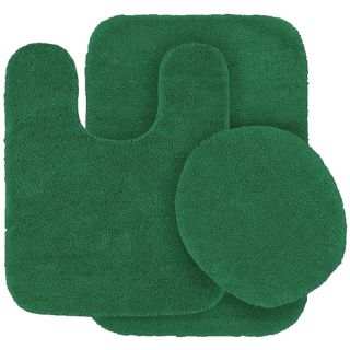 Fancy Linen 3pc Solid Non-Slip Bath Mat Set Bathroom U-Shaped Contour Rug, Mat and Toilet Lid Cover New # 6 (Hunter Green)