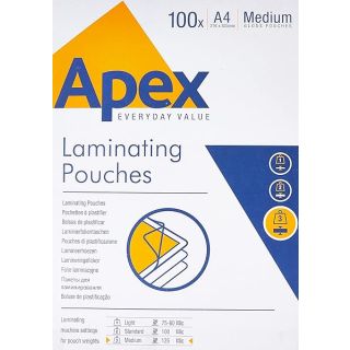 Fellowes 6003501 Apex (A4) 125 Micron Laminating Pouches - 100 Pack