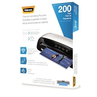 Fellowes Thermal Laminating Sheets, 3mil Letter Size Pouches, 9 x 11.5, 200 Pack, Clear (5743401)