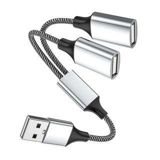 Fidioto USB A Splitter, USB A Male to 2 Female USB Y Splitter, USB Splitter 1 in 2 Out Support Charging and Data Transfer for Printer/USB Keyboard/Flash Drive/PlayStation/Laptop/LED Etc