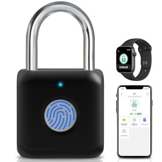 Secure Your Belongings: Pothunder Fingerprint Padlock with APP Unlock - USB Rechargeable for Gym Lockers & More