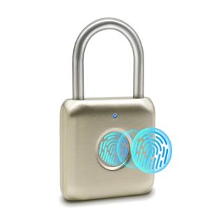 Fingerprint Padlock eLinkSmart Gold Metal Padlock Keyless Combination Padlock for Gym Locker Shed Locker Storage Units Luggages Suitcases