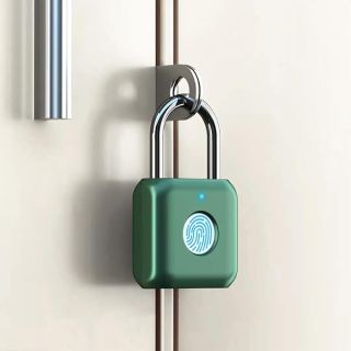 Fingerprint Padlock eLinkSmart Green Metal Padlock Keyless Biometric Padlock for Gym Locker Shed Locker Storage Units Luggages Suitcases