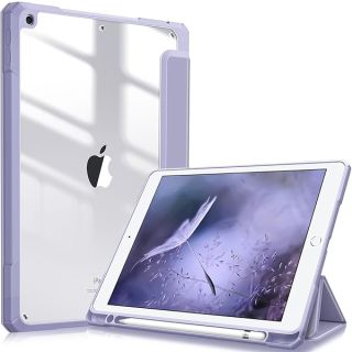 Fintie Hybrid Slim Case for iPad 9th / 8th / 7th Generation (2021/2020 / 2019) 10.2 Inch -  Shockproof Cover with Clear Transparent Back Shell, Lilac Purple