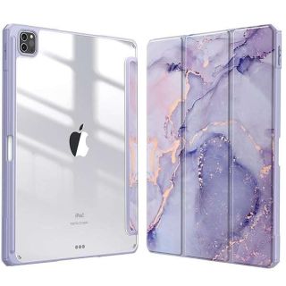 Fintie Hybrid Slim Case for iPad Pro 12.9-inch 6th Generation 2022,  Shockproof Cover w/Clear Transparent Back Shell, Also Fit iPad Pro 12.9&amp;quot; 5th/4th/3rd Gen, Lilac Marble