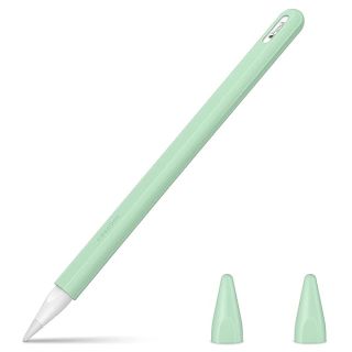 Fintie Silicone Sleeve for Apple Pencil Pro &amp; Apple Pencil 2nd Generation, Light Pen Skin Case Cover Soft Protective Pencil Grip Holder with 2 Nib Covers Accessories, Green