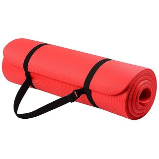 Fitvids All Purpose 1/2-Inch Extra Thick High Density Anti-Tear Exercise Yoga Mat with Carrying Strap, Red