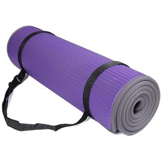 Fitvids All-Purpose 2/5-Inch (10mm) Extra Thick High Density Anti-Slip Exercise Pilates Yoga Mat with Carrying Strap Purple