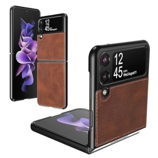 Foluu for Samsung Galaxy Z Flip 3 5G Case, Galaxy Z Flip 3 5G Leather Case, PU Leather + Hard PC Shell Ultra Thin Slim Durable Protective Phone Case Cover for Samsung Galaxy Z Flip 3 5G 2021 (Brown)