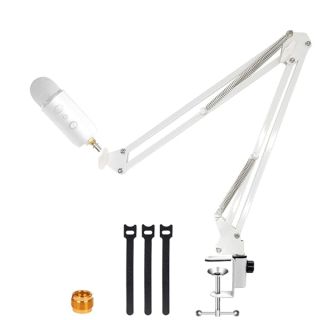 For Blue Yeti X Boom Arm, YUZUHOME Heavy Duty Adjustable Blue Yeti Nano Microphone Stand with 3/8"to 5/8" Screw Adapter,Compatible with blue yeti Mic, White