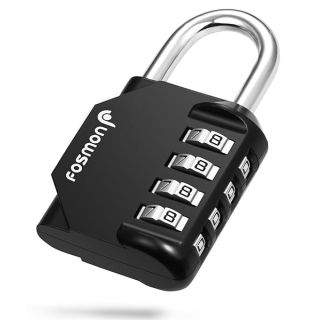 Fosmon Combination Lock (2 Pack) 4 Digit Padlock with Metal Alloy Body for School, Gym Locker, Gate, Bike Lock, Hasp and Storage - Black