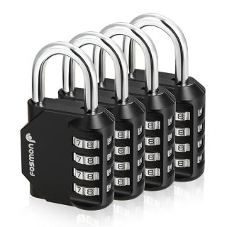 Fosmon Combination Lock, (4 Pack) 4 Digit Multi-Purpose Combination Padlock, Durable (Alloy Body) for Gym, School, Work Locker, Storage Units, Fence, and More