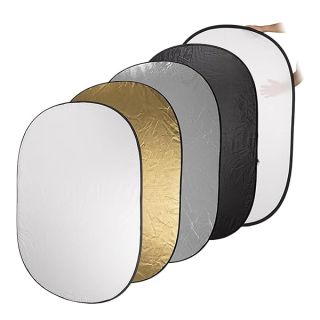 Fotodiox 40x60in 5-in-1 Collapsible Reflector Panel with Bag for Photography and Video - Black, Gold, Silver, Translucent, and White Panel