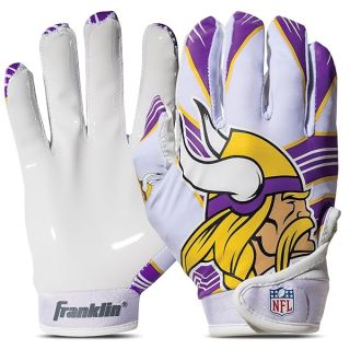 Franklin Sports Minnesota Vikings Youth NFL Football Receiver Gloves -For Kids - NFL Team Logos and Silicone Palm - Youth M/L Pair