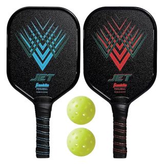 Franklin Sports Pickleball Paddles + Balls Starter Set - 2 Player Pickleball Rackets + Pickleballs - (2) Jet Aluminum Pickleball Paddles + (2) X-40 Pickleballs - USA Pickleball (USAPA) Approved