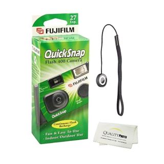 Fujifilm QuickSnap Flash 400 Disposable 35mm Camera (1 Pack) Bonus Hand Strap + Quality Photo Microfiber Cloth