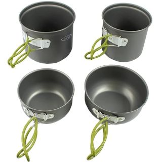 G4Free 2/4/13 PCS Camping Cookware Mess Kit Hiking Backpacking Picnic Cooking Bowl Non Stick Pot Knife Spoon Set (4PCS)