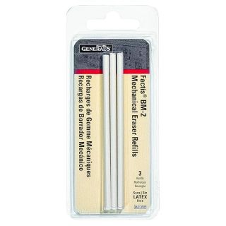 GENERAL PENCIL CO. GPBM2-3RBP Factis Pen Style Eraser Refills 3Pcs Carded, 1-Pack, White