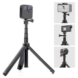 GEPULY 28''Aluminum Extendable Tripod Selfie Stick Monopod for Phone GoPro Hero 13 12 11 10 9 8 7 6 5 4,Session, Fusion Max, AKASO,OSMO Action Cameras(3-in-1:Hand Grip, Selfie Stick,Tripod Stand)