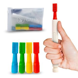 Gafly Therapens Oral Motor Therapy Tools Stimulate Speech and Feeding - Chewy Vibe Speech Therapy Toys Help Kids with Sensory Needs Chew & Relax - Oral Stimulator Kit Includes 4 Tips, Storage Pouch