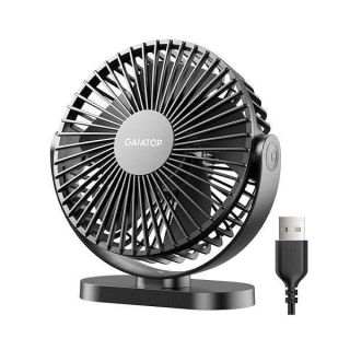 Gaiatop USB Desk Fan, 3 Speeds Powerful Portable Fan, 5.5 Inch Quiet Cooling Mini Fan, 90° Rotate Small Table Fan with 5ft Cable Personal Fan for Desktop Home Office Travel Black