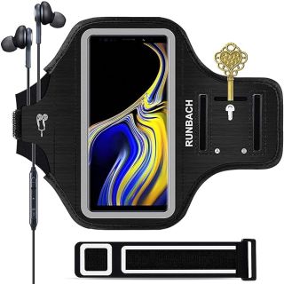 Galaxy Note 20/10+/9/8 Armband,RUNBACH Sweatproof Running Exercise Cellphone Sportband Bag with Fingerprint Touch and Card Slot for Samsung Galaxy Note 20/Note 10+/Note 9/Note 8(Black)