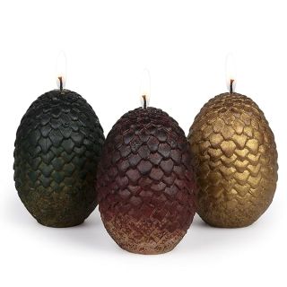 Game of Thrones Dragon Egg Replica Candles, Set of 3 - Officially Licensed - Christmas Gift for GoT & House of The Dragon Fans, Men, Women - Unscented, 2 1/2" Each