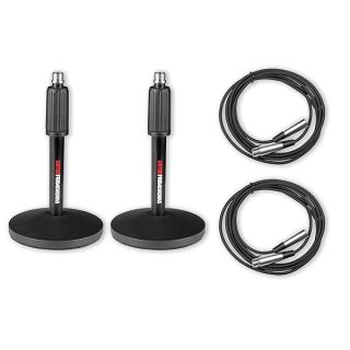 Gator Frameworks (2) Pack of Desktop Mic Stands with (2) 10-ft XLR Cables; (GFW-MIC-DESKTOP-2PK)