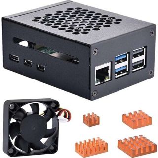 GeeekPi Metal Case for Raspberry Pi 5, Pi 5 Case with 4010 PWM Fan and Copper Heatsinks for Raspberry Pi 5 4GB/8GB, Support Official Pi 5 Active Cooler, X1000/X1001/X1003/N04/N05 PCIe Peripheral Board