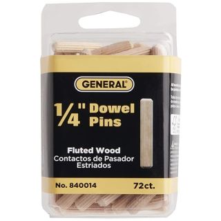 General Tools 840014 1/4-Inch Fluted Wood Dowel Pins, 72 Count (Pack of 1)