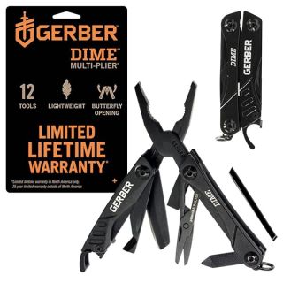 Gerber Gear Dime 12-in-1 Mini EDC Multitool - Needle Nose Pliers, Pocket Knife, Keychain, Bottle Opener - Gifts for Men, EDC Gear and Equipment - Black