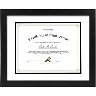 Golden State Art, 11x14 Diploma Frame for 8.5x11 Document & Certificates with Mat, Or 11x14 Without Mat, Real Glass, Double Mat (Black with White/Black, 1 Pack, Solid Wood)