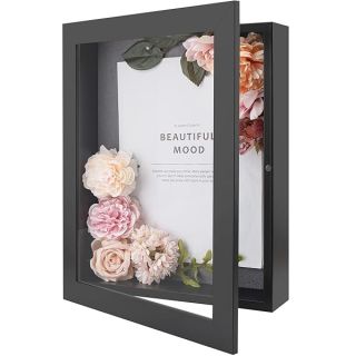 Golden State Art, 11x14 Shadow Box Frame Display Case, 2-inch Depth, Great for Collages, Collections, Mementos, 6 Pins Included (Black, 1 Pack)