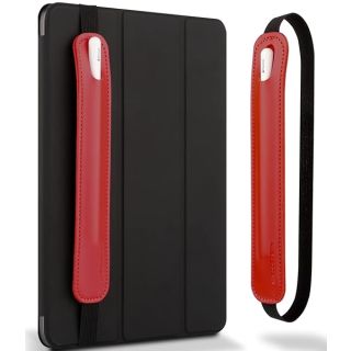 Goospery Pencil Holder for Apple Pencil & iPad - PU Leather Sleeve Case with Elastic Band - Fits iPad 8th, 7th, Mini 5th - Red