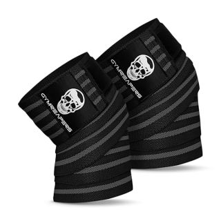 Gymreapers Knee Wraps (Pair) With Strap for Squats, Weightlifting, Powerlifting, Leg Press, and Cross Training - Flexible 72 inch Knee Wraps for Squatting - For Men & Women (Gray)