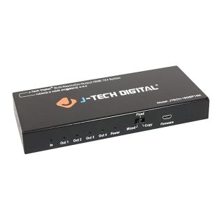 HDMI Splitter 1 in 4 Out 4K 60Hz 1080P Multi-Resolution Output (MRO), HDMI Splitter for Multiple Monitors Duplicate/Mirror, Compatible with HDR & Dolby Vision by J-Tech Digital [JTECH-18GSP14M]