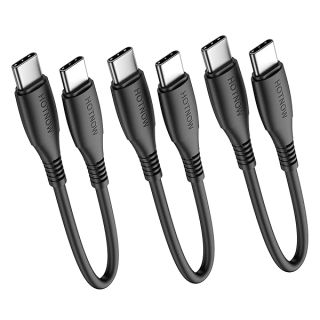 HOTNOW 0.5FT USB-C to C Cable 3-Pack - 60W Fast Charging for Samsung Galaxy, iPad Pro & More