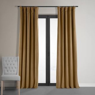 HPD Half Price Drapes Signature Velvet Thermal Blackout Curtains for Living Room 96 Inch Long (1 Panel) Rod Pocket Insulated Blackout Curtains for Bedroom Window Curtains, 50W x 96L, Amber Gold