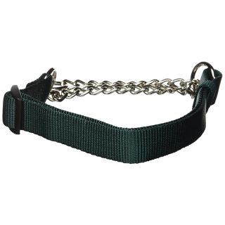 Hamilton Pet & Equine Hamilton 1 by 20 to 32-Inch Adjustable Combo Choke Dog Collar, Large, Chain and Dark Green Nylon