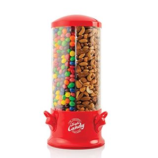 Handy Gourmet The Original Polystyrene Triple Candy Machine - Fun Candy & Nut Dispenser - New & Improved (Red) - 360 Degree and 3 Compartments