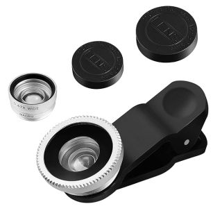 Hemobllo Portable Cell Phone Camera Lens Super Wide Angle Lens Macro Lens Fisheye Lens Clip on 3 in 1 Mobile Phone Lens Compatible for iPhone 6S/7/8/X (Silver)