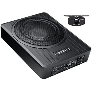 Hifonics Brutus BW-110A - 800 Watts Compact Amplified Under The Seat Car Truck Subwoofer Low Profile with Bass Remote, Great for Vehicles That Need Bass But Have Limited Space, Black