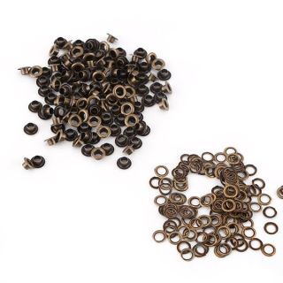 Hilitand 100pcs Metal Eyelets Kits Small Grommets with Washers Fastener for Leather Craft DIY Sewing(4mm)