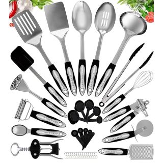 Home Hero 41 Pcs Stainless Steel Kitchen Utensils Set - Nonstick Stainless Steel Cooking Utensils Set - Heat Resistant Kitchen Essentials & Metal Kitchen Gadgets (41 Pcs Set)