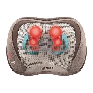 Homedics Back and Neck Massager, Portable Shiatsu All Body Massage Pillow with Heat, Targets Upper and Lower Back, Neck and Shoulders. Lightweight for Travel